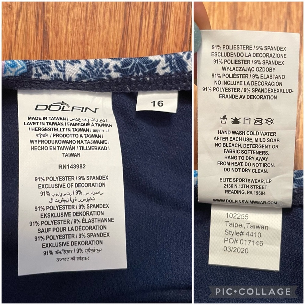 NWT Dolfin Aquashape Color Block Swim Dress size 16 - Picture 12 of 15